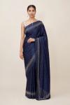 Midnight Blue Satin Saree