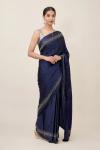 Midnight Blue Satin Saree