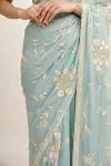 Columbia Blue Georgette Saree