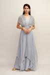 Dove Grey Crepe Sharara Suit