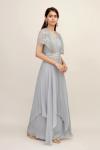 Dove Grey Crepe Sharara Suit