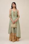 Fern Green Crepe Silk Sharara