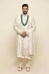 Pearl White Silk Sherwani 