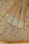 Ivory Pure Zari Silk Saree