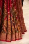 Banarasi Crepe Cherry Red Printed Silk Saree