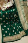 Bottle Green Zari Booti Banarasi Silk Saree