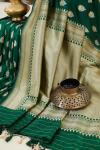 Bottle Green Zari Booti Banarasi Silk Saree