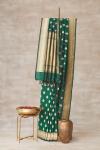 Bottle Green Zari Booti Banarasi Silk Saree