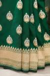 Bottle Green Zari Booti Banarasi Silk Saree