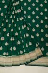 Bottle Green Zari Booti Banarasi Silk Saree