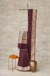 Wine Zari Booti Banarasi Silk Saree