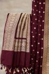 Wine Zari Booti Banarasi Silk Saree