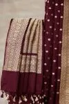 Wine Zari Booti Banarasi Silk Saree