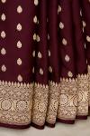 Wine Zari Booti Banarasi Silk Saree