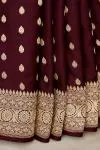 Wine Zari Booti Banarasi Silk Saree