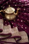 Wine Zari Booti Banarasi Silk Saree