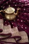 Wine Zari Booti Banarasi Silk Saree