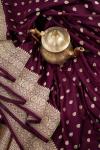 Wine Zari Booti Banarasi Silk Saree