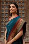 Teal Green Banarasi tussar Silk Saree