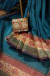 Teal Green Banarasi tussar Silk Saree