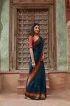 Teal Green Banarasi tussar Silk Saree