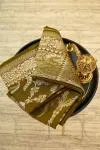 Mehandi Green Banarasi Tussar Silk Saree