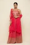 Hot Coral Georegette Sharara Suit