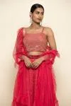 Hot Coral Georegette Sharara Suit