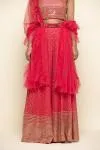 Hot Coral Georegette Sharara Suit