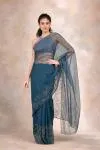 Deep Teal Tissue Organza Saree