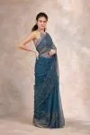Deep Teal Tissue Organza Saree