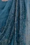 Deep Teal Tissue Organza Saree