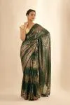 Forest Green Sequin Saree