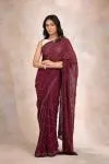 Marsala Wine Georgette Saree
