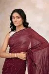 Marsala Wine Georgette Saree