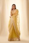 Golden Crest Embroidered Tissue Organza Saree
