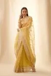 Golden Crest Embroidered Tissue Organza Saree