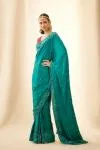 Emerald Green Embdroidered Satin Saree