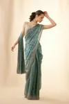 Metallic Teal Organza Satin Saree