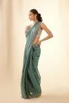 Metallic Teal Organza Satin Saree