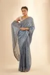 Metallic Grey Organza Satin Saree
