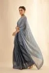 Metallic Grey Organza Satin Saree