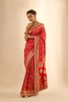 Vermillion Red Bandhani Banarasi Saree
