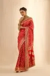 Vermillion Red Bandhani Banarasi Saree