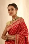 Vermillion Red Bandhani Banarasi Saree
