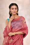 Red Carrot Handloom Tussar Silk Saree