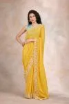 Raw Yellow Georgette Saree