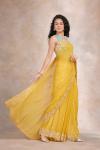 Raw Yellow Georgette Saree