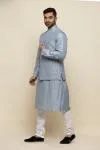 Ice Blue Silk Jacket Set