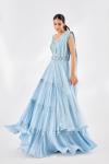 Powder Blue Chiffon Lehenga
